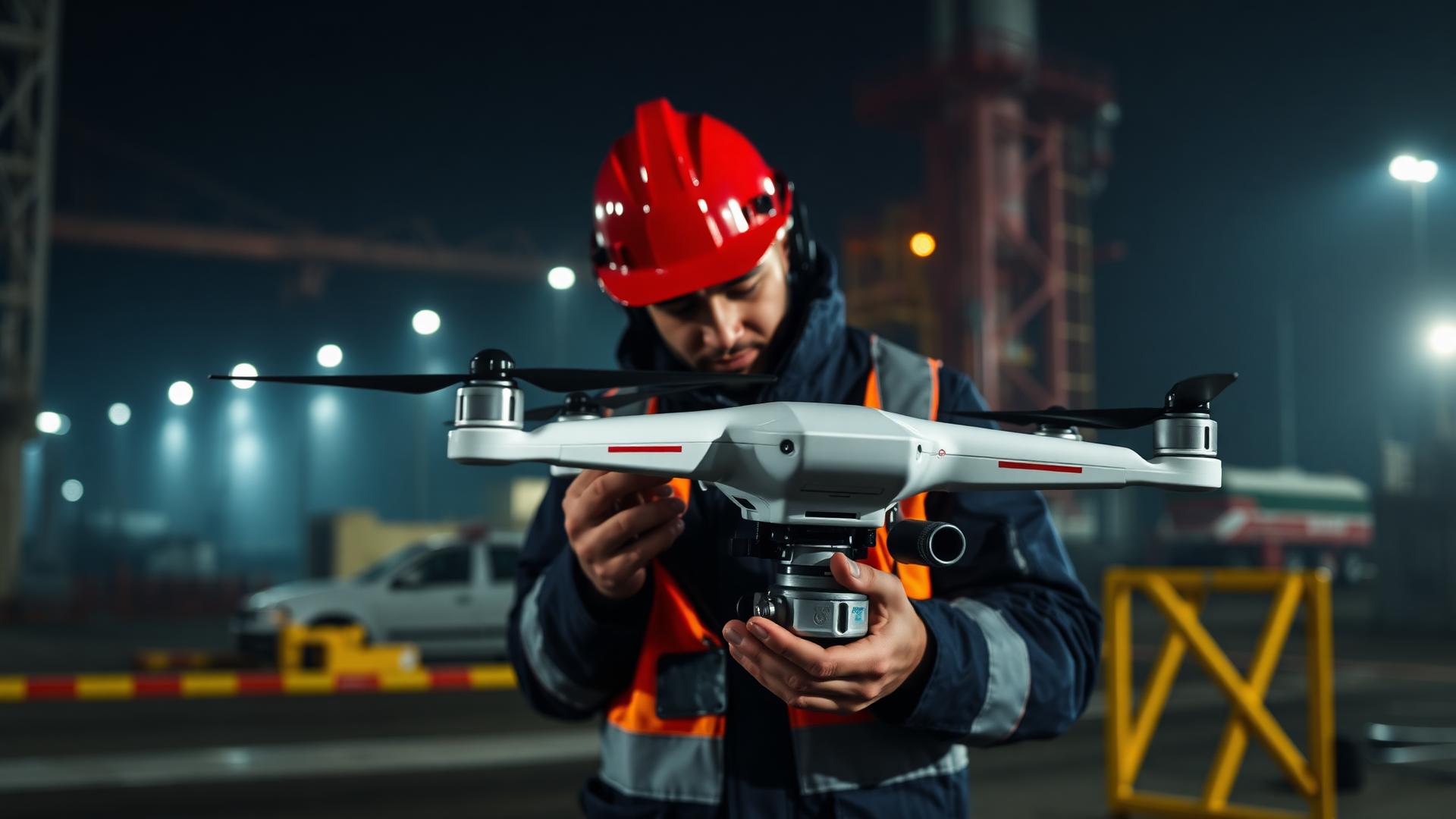 Drone-piloot bereidt inspectie voor volgens de SynairX-methodiek